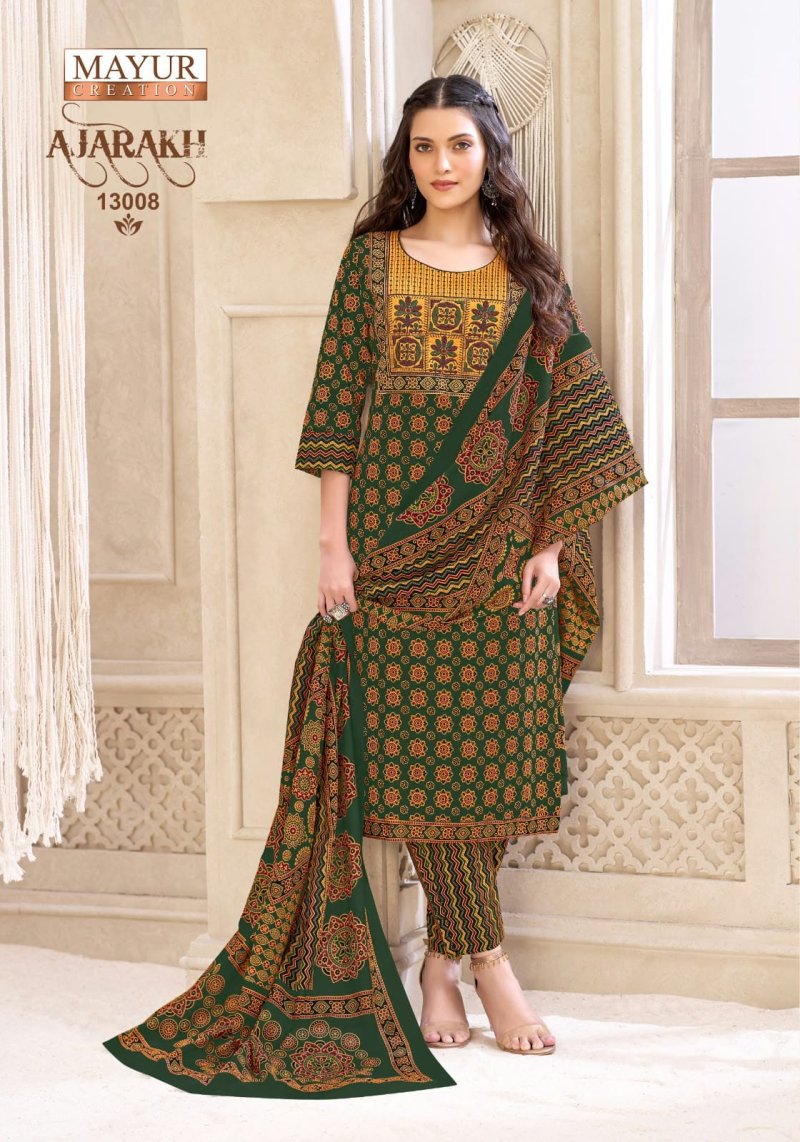 Ajarakh Vol 13 By Mayur Cotton Kurti With Bottom Dupatta 
